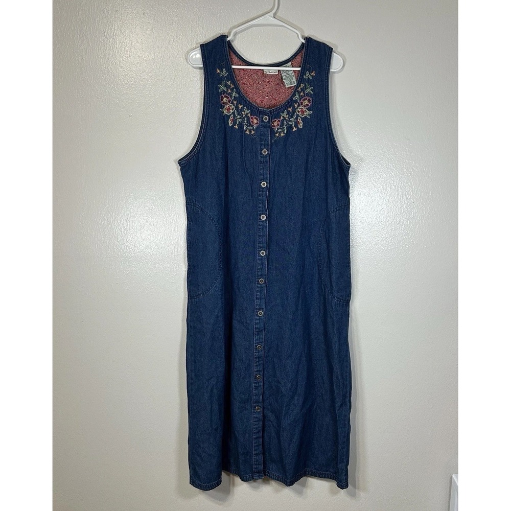 White Stag Women's‎ Floral Embroidered Maxi Dress Jumper Teacher Cottagecore XL